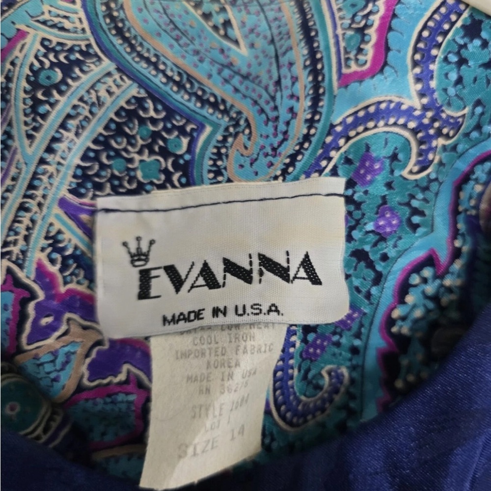VTG Evanna 2Piece Skirt Suit 14 Paisely Blue Pink Long Sleeve  Button Up Career - Picture 8 of 16